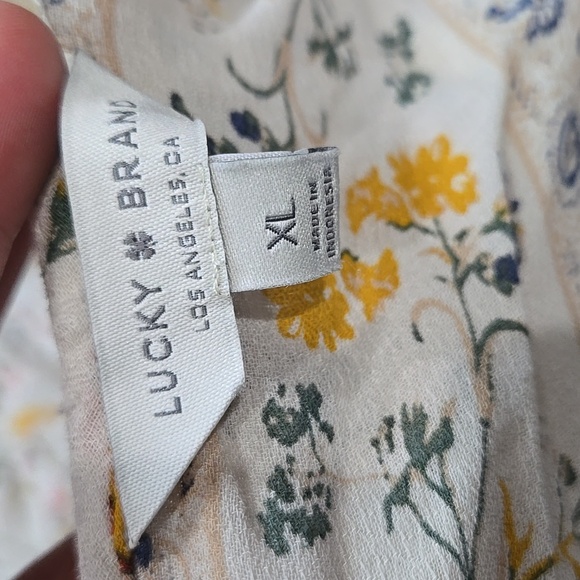 Lucky Brand Blue and Pink V-Neck Flutter Sleeve Midi Dress - Picture 14 of 16